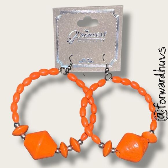 Bundle Sale 3 for $15 | Princess Accessories Orange Hoop Earrings - Picture 3 of 7